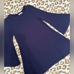Navy blue tunic with bell sleeves. Size S.